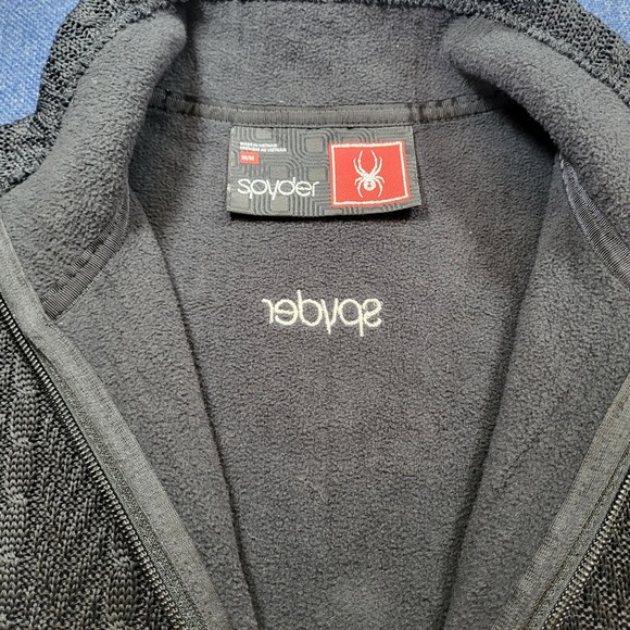 Spyder Women's Black Cable Knit Full Zip Fleece Lined Sweater Jacket Size Medium - Picture 8 of 10